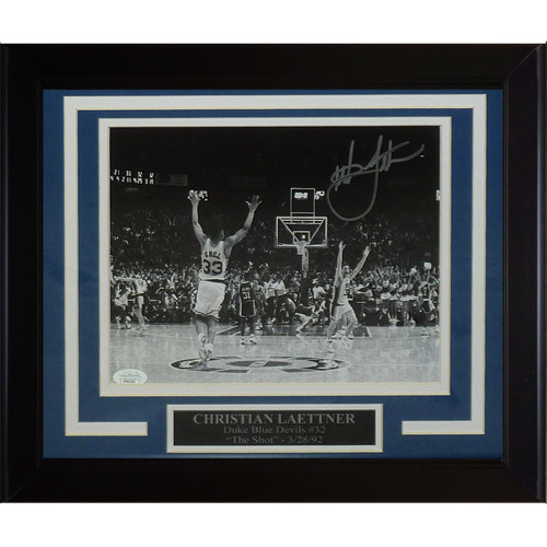 Christian Laettner Autographed Duke Blue Devils (The Shot Celebration BW) Deluxe Christian Laettner Autographed Duke Blue Devils (The Shot Celebration BW) Deluxe