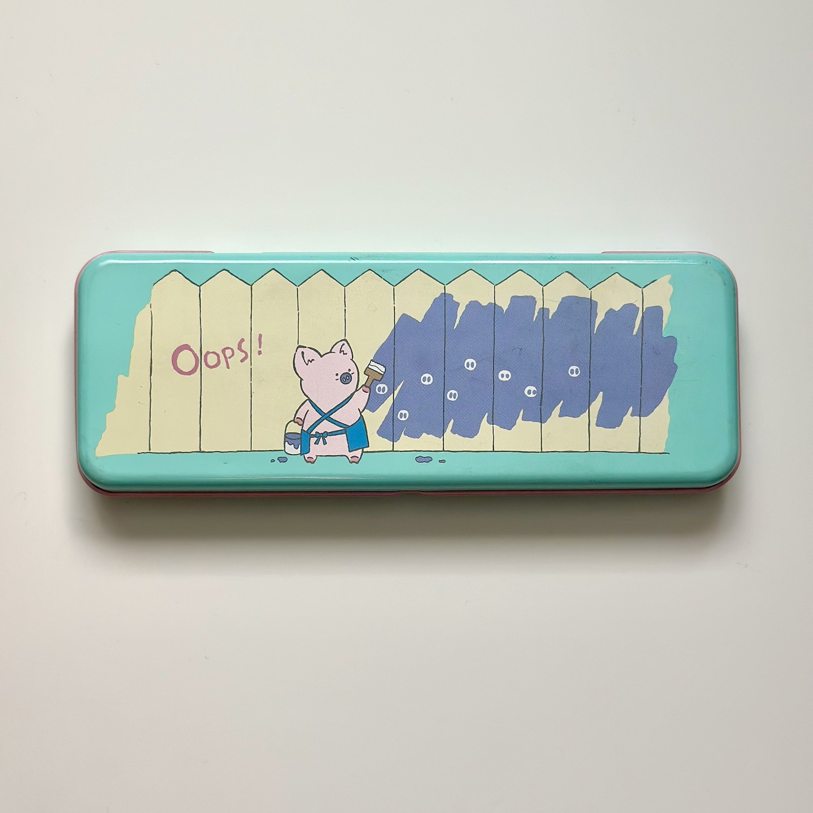 Vintage Sanrio Zashikibuta Pig Metal Pencil Box