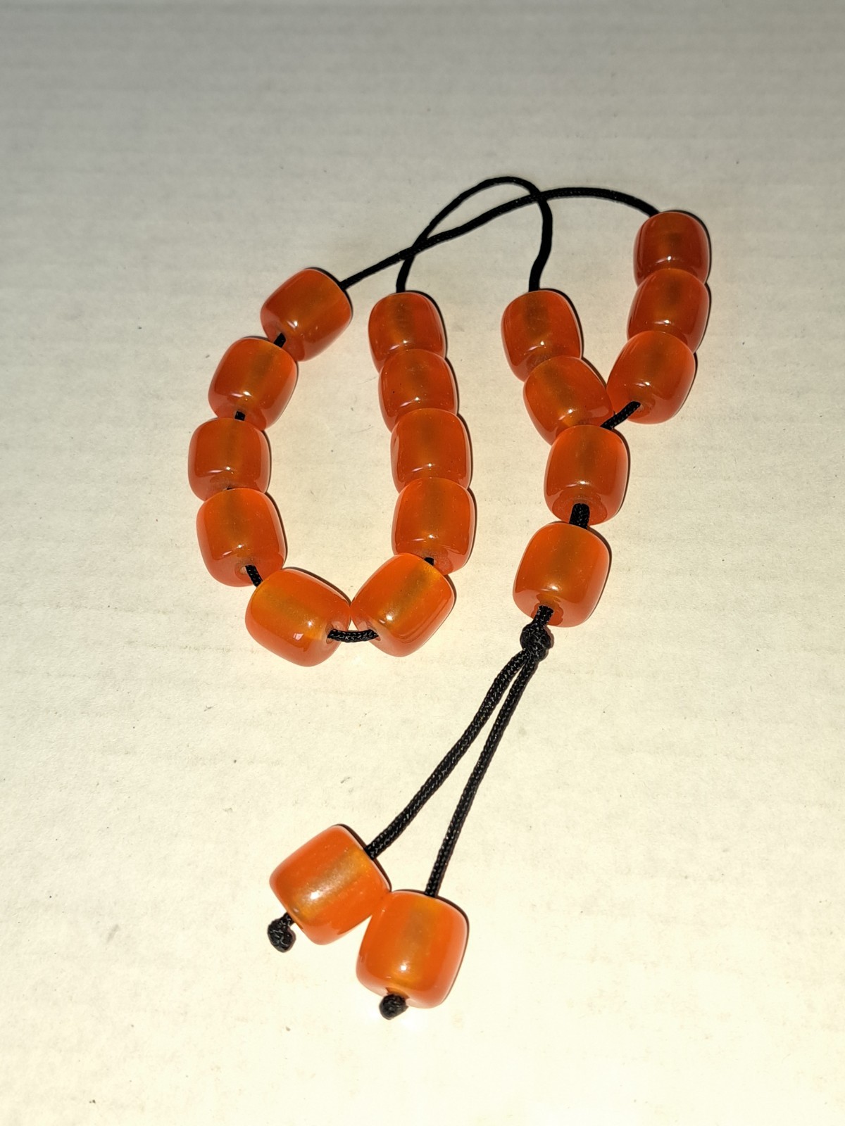 Traditional Greek Komboloi worry prayer beads 15 Orange Resin Beads
