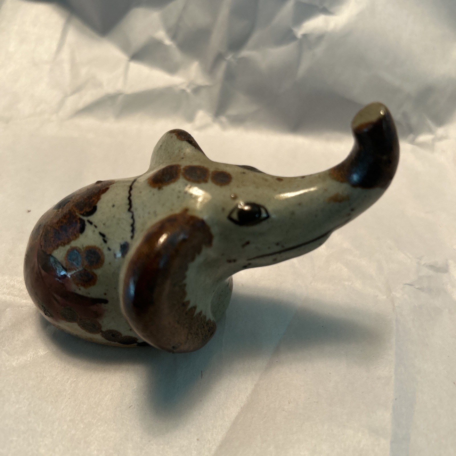 Vintage Jorge Wilmot Mexican Pottery Elephant  3 3/8