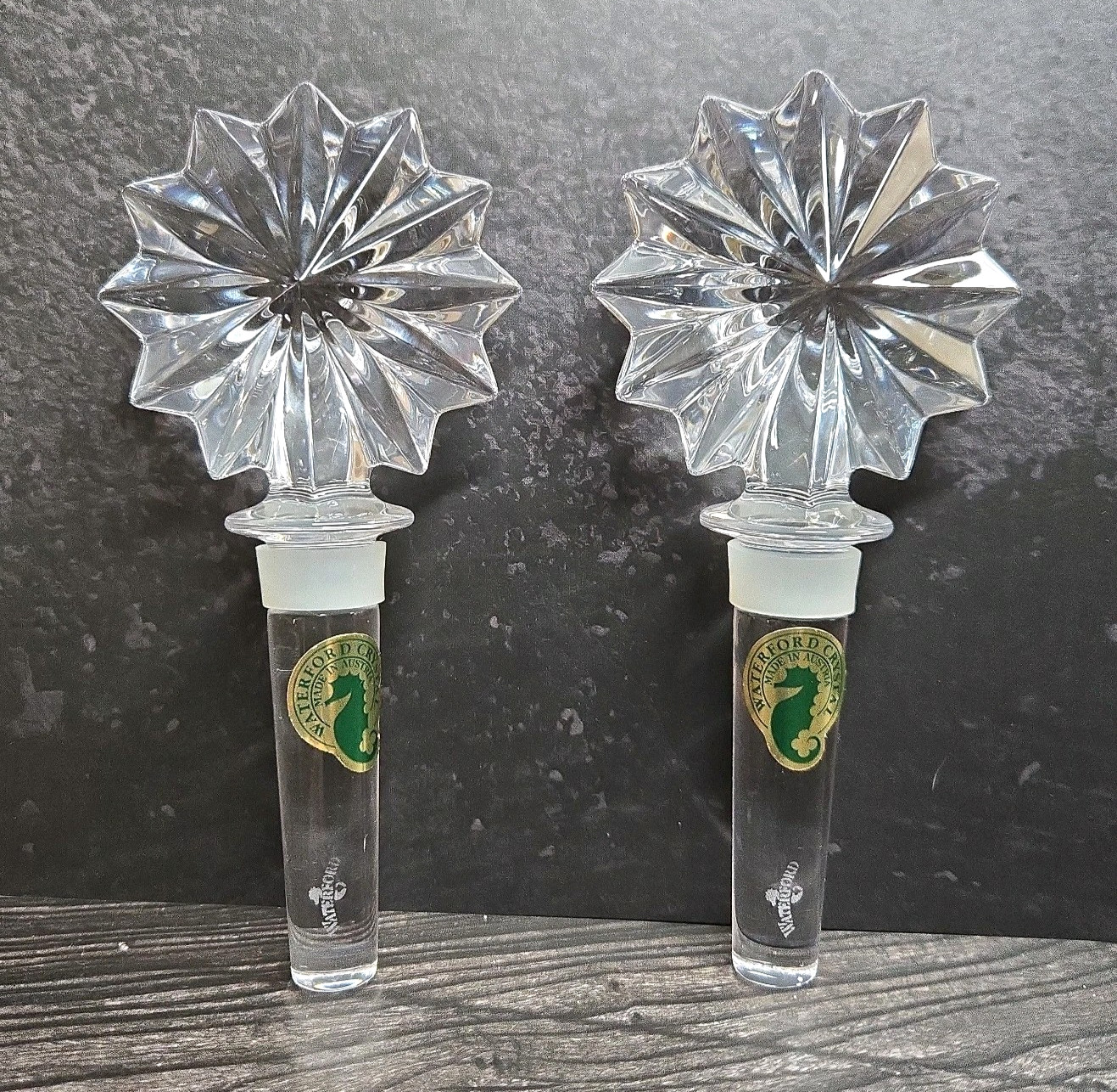 Waterford Crystal Star of Erin Bottle Stopper Pair Marshall Field's Exclusive EC