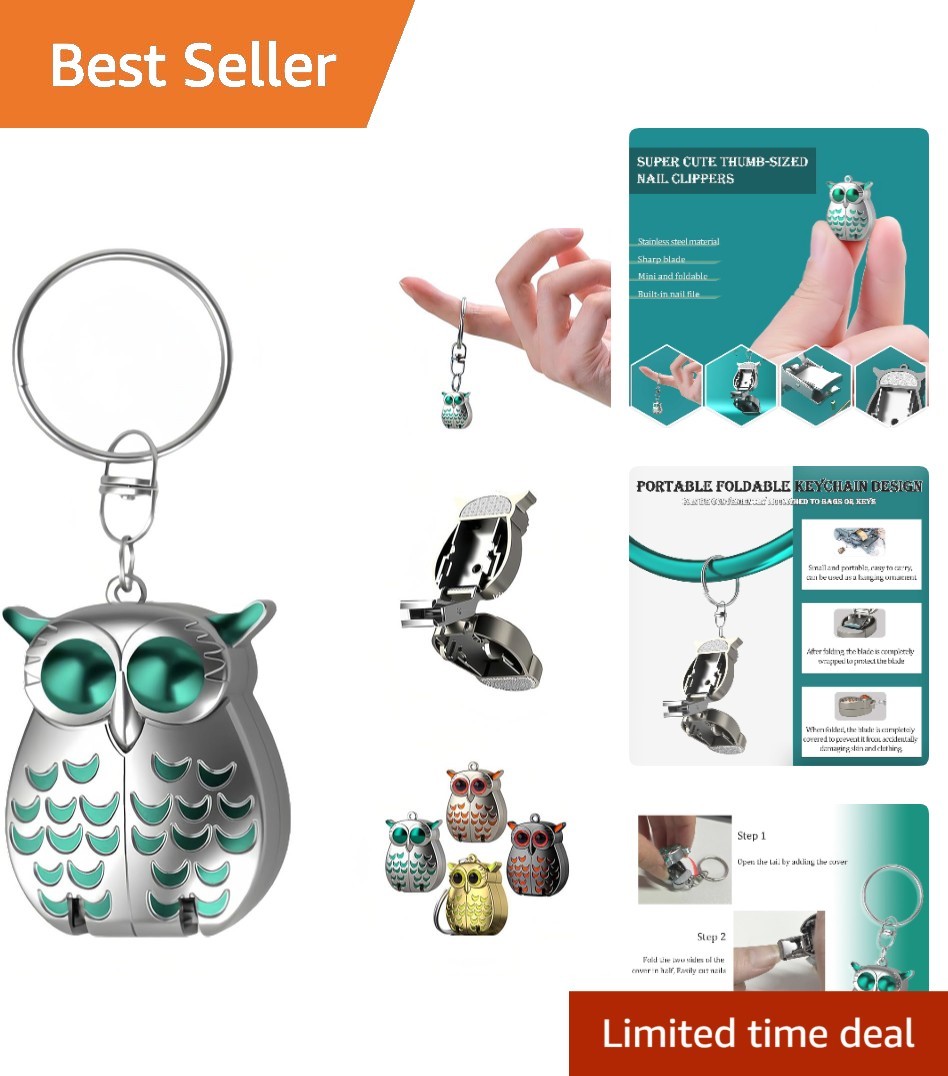 Owl Keychain Nail Clipper,Foldable 2-in-1 Stainless Steel with FileSilver-2in1 Owl Keychain Nail Clipper,Foldable 2-in-1 Stainless Steel with FileSilver-2in1