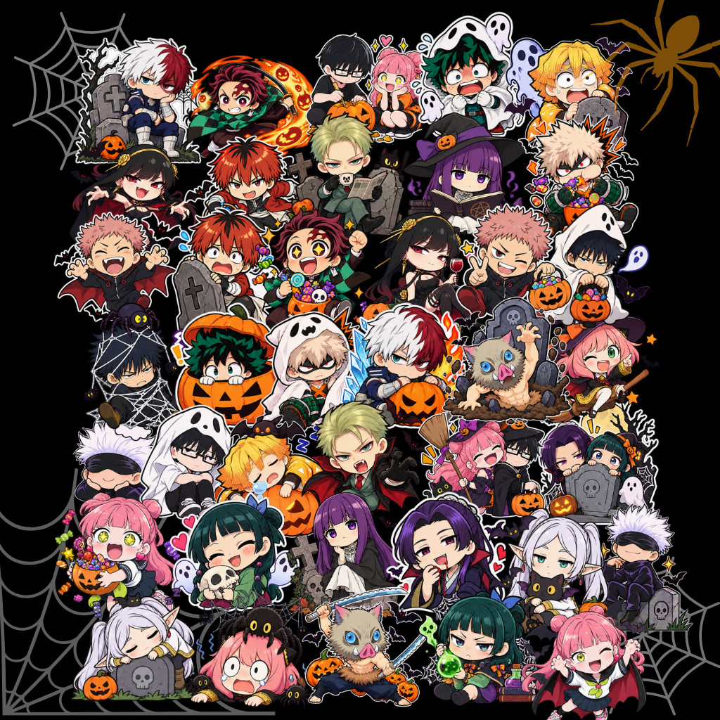 42 PCS Anime Halloween Stickers - Waterproof, laminated, vinyl, decal