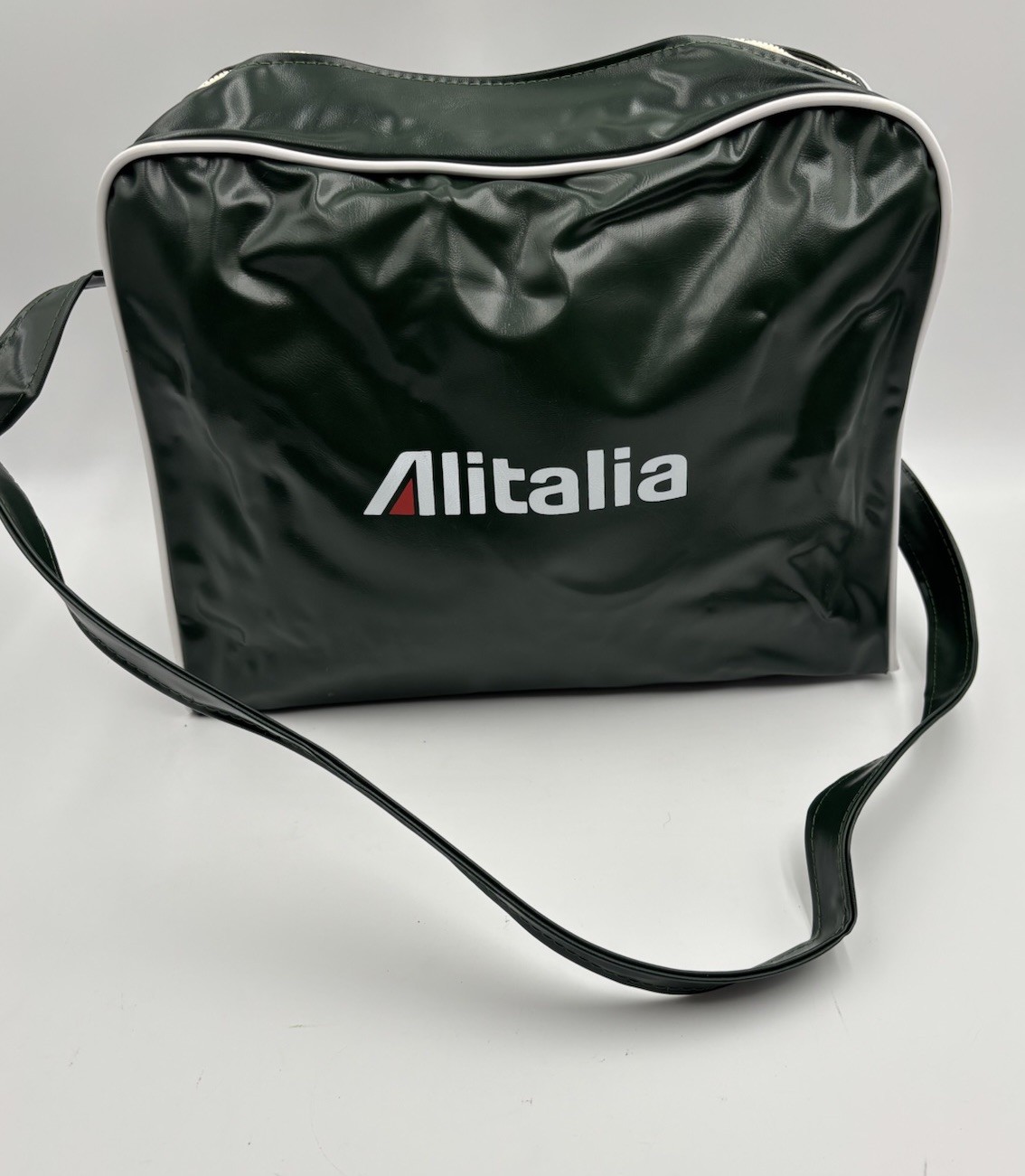 VINTAGE ALITALIA Airline Intermezzo GREEN Shoulder Bag 10 X 14 New