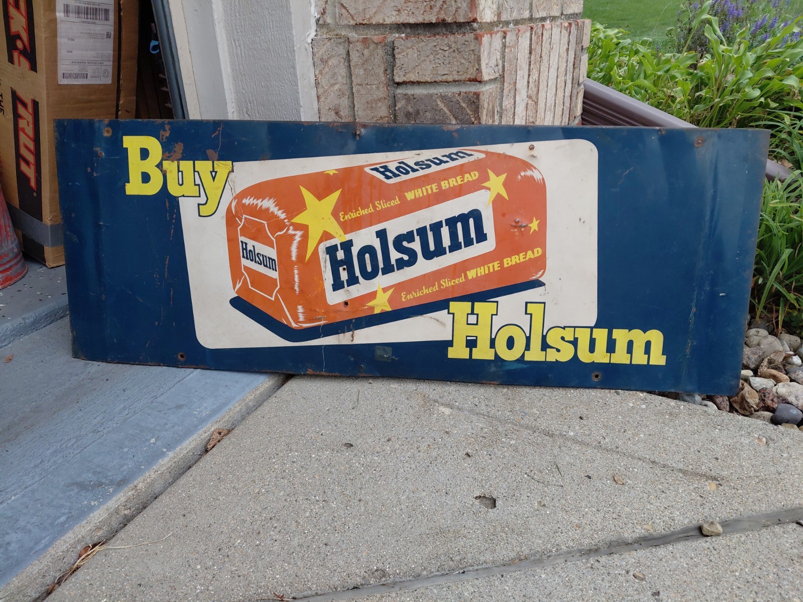 c.1950s Original Vintage Buy Holsum Bread Sign Metal Grocery Country Store Dairy c.1950s Original Vintage Buy Holsum Bread Sign Metal Grocery Country Store Dairy
