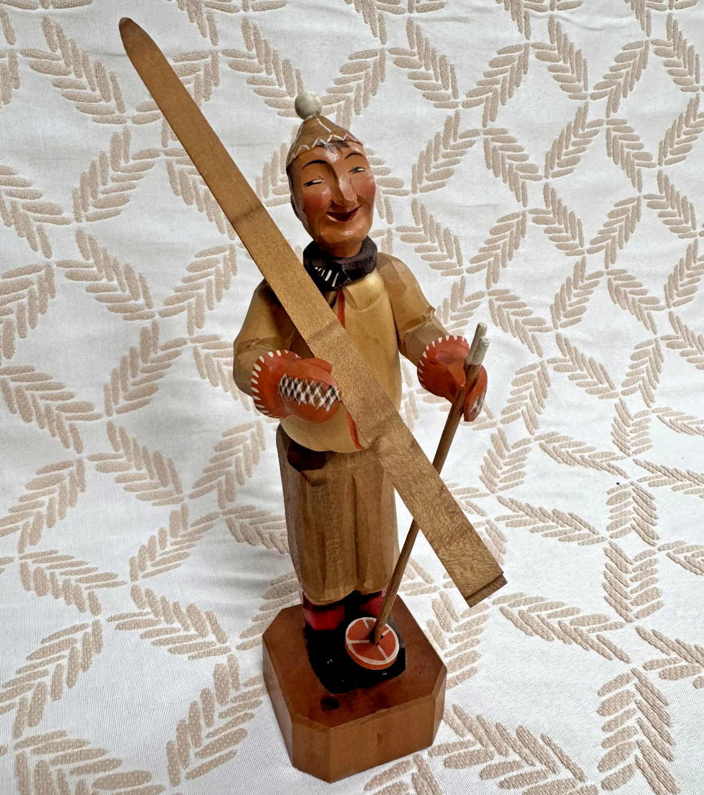 Vintage ANRI Italian Hand Carved Wood Alpine Skier 8 1/2\ Vintage ANRI Italian Hand Carved Wood Alpine Skier 8 1/2\