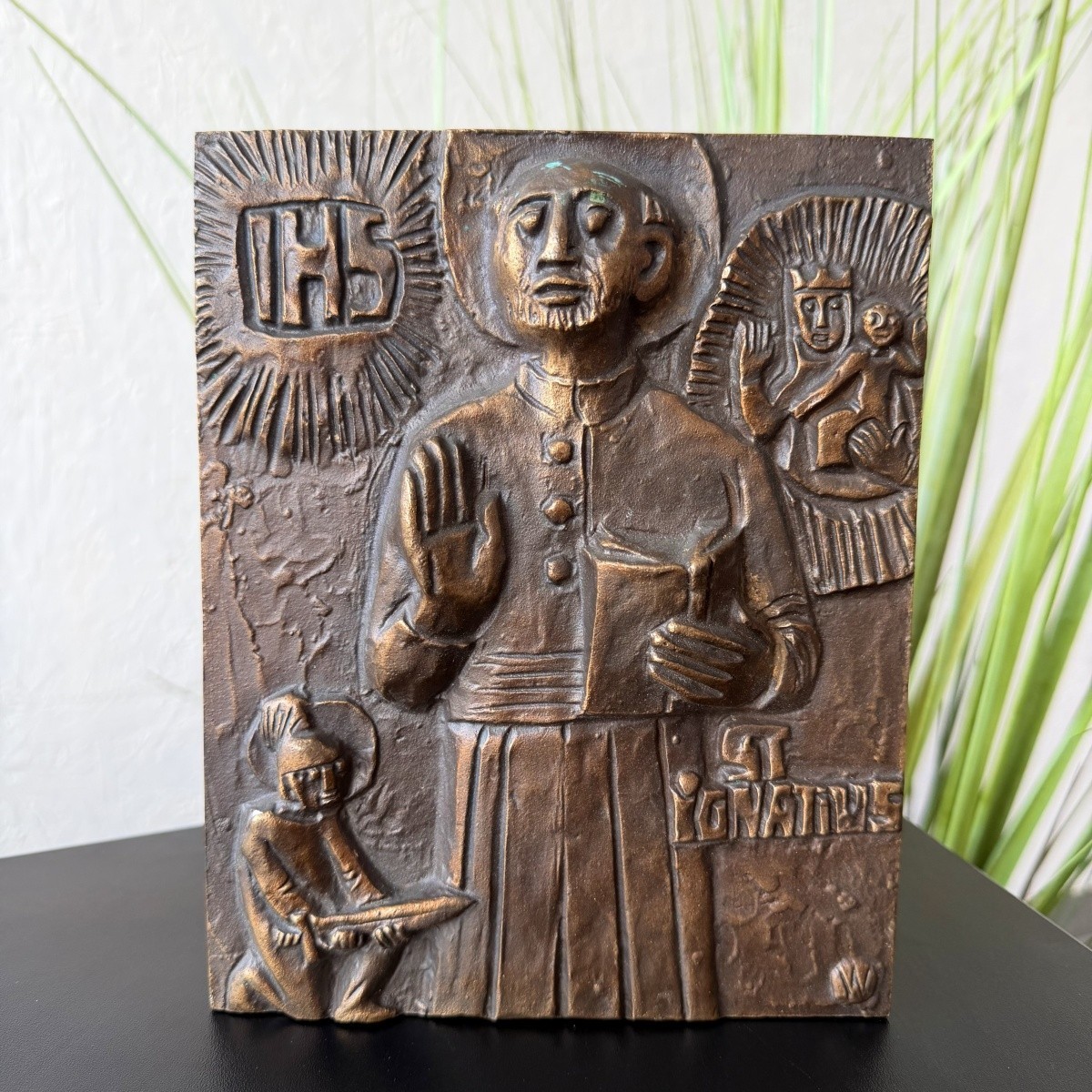 Vintage Egino Weinert Bronze St Ignatius Loyola Plaque Jesuit Religious Decor