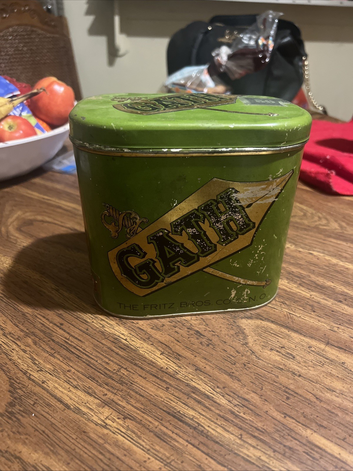 Rare VINTAGE 1900's Gath Tobacco/Cigar Tin, The Fritz Bros. 3x6x6 Rare VINTAGE 1900's Gath Tobacco/Cigar Tin, The Fritz Bros. 3x6x6