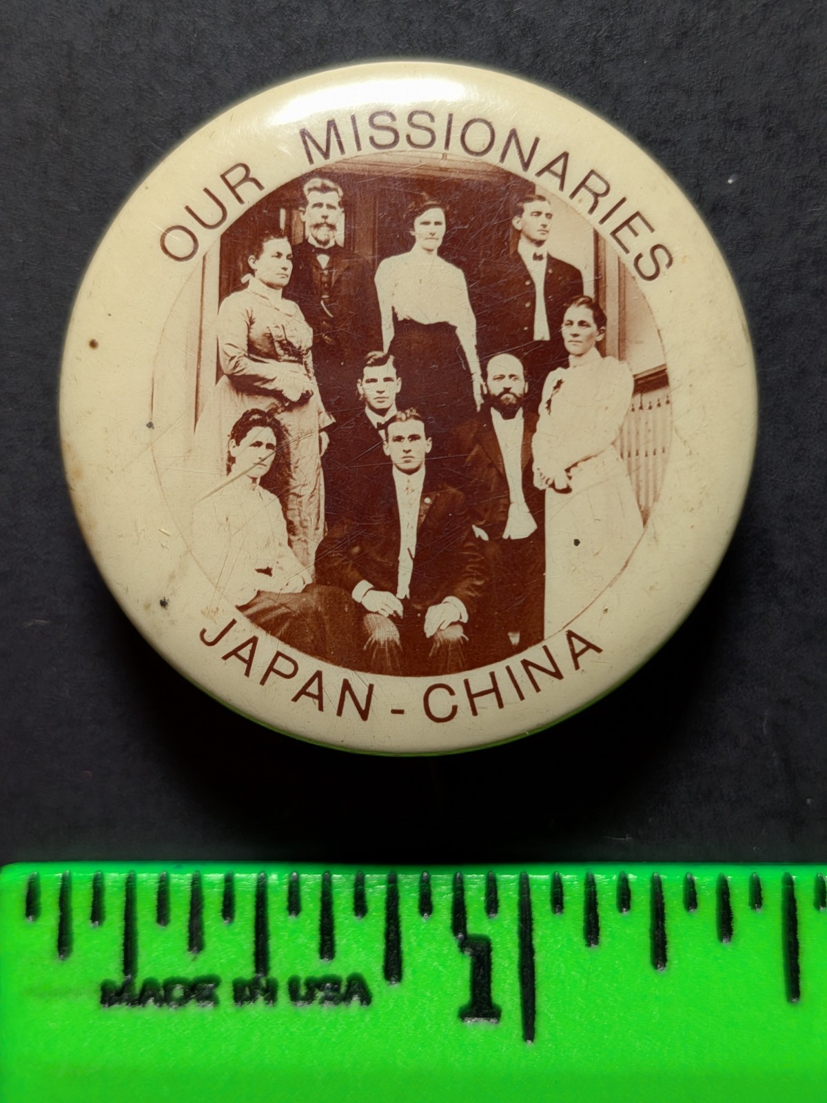 Vintage 1906 Our Missionaries Japan China Pinback Pin Vintage 1906 Our Missionaries Japan China Pinback Pin