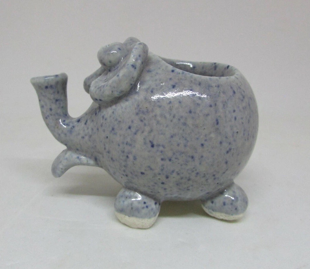 Vintage Art Pottery ELEPHANT Small Figurine, Planter 3 1/4\