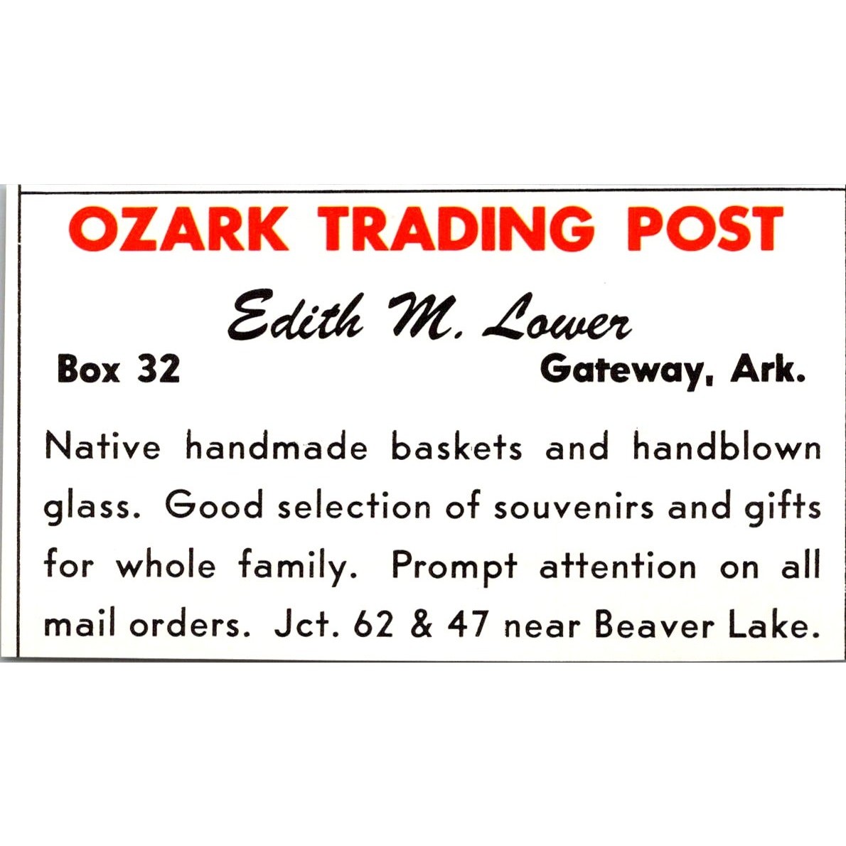 Ozark Trading Post Edith M Lower Gateway 1969 Ozark Playground AR MO Ad SAH3-M10