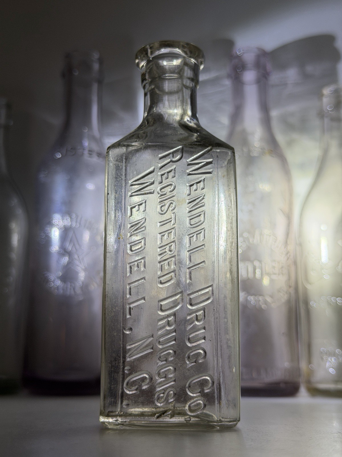 Rare Early 1900s Wendell Drug Co Wendell, NC Embossed Drug Bottle