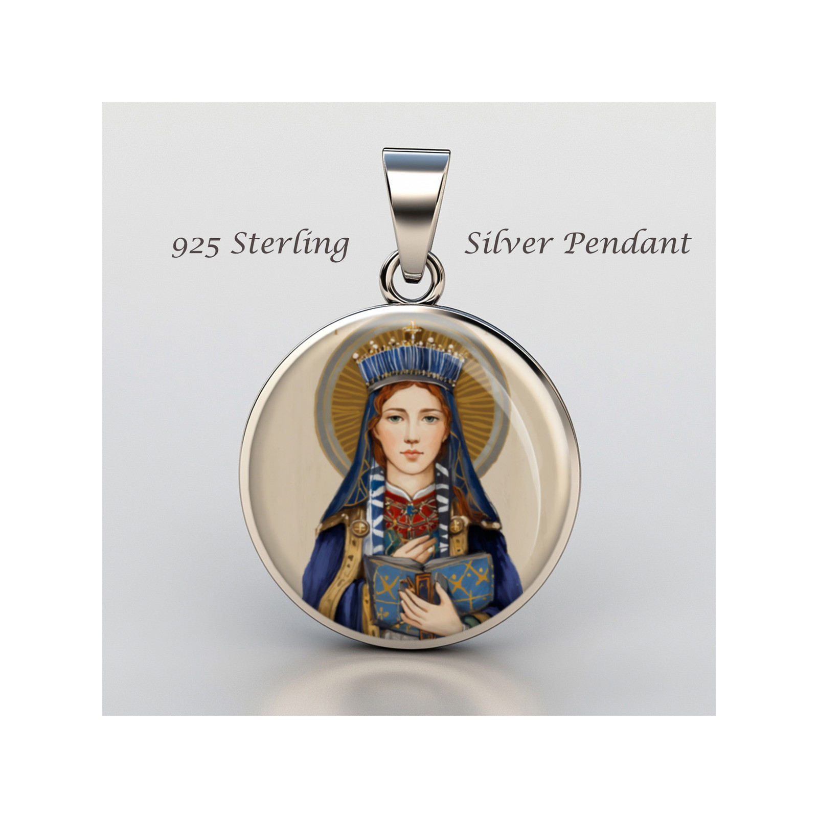 Saint Margaret Of Scotland 925 Sterling Silver Christian Medal