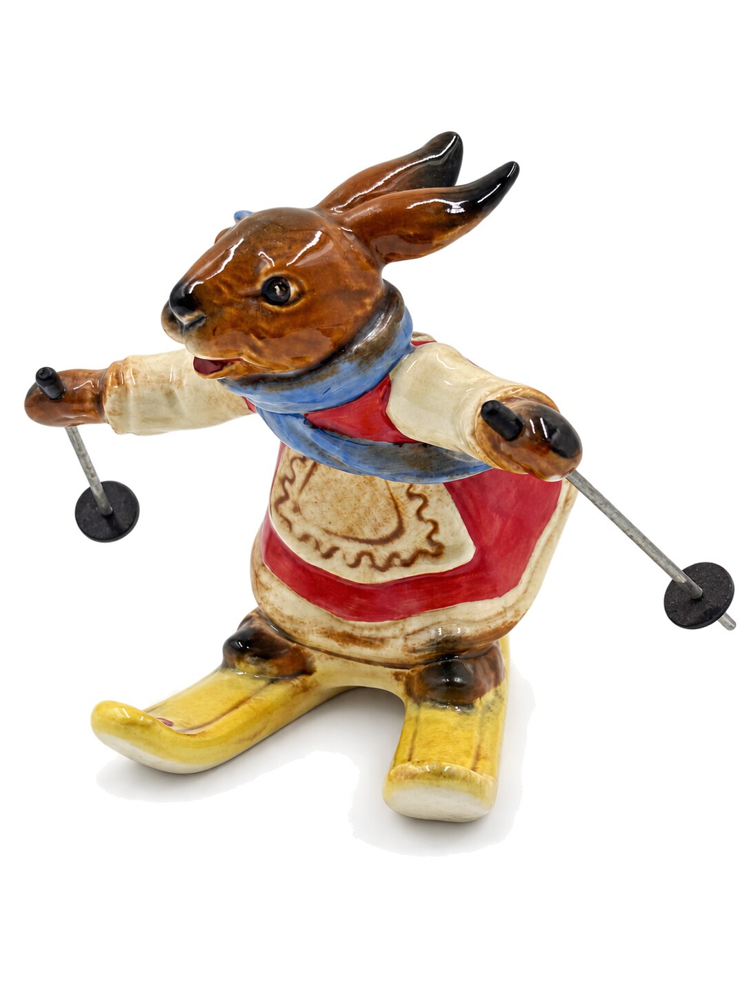 Goebel W. Germany Bavarian Bunnies Rabbit Skier Figurine with Poles