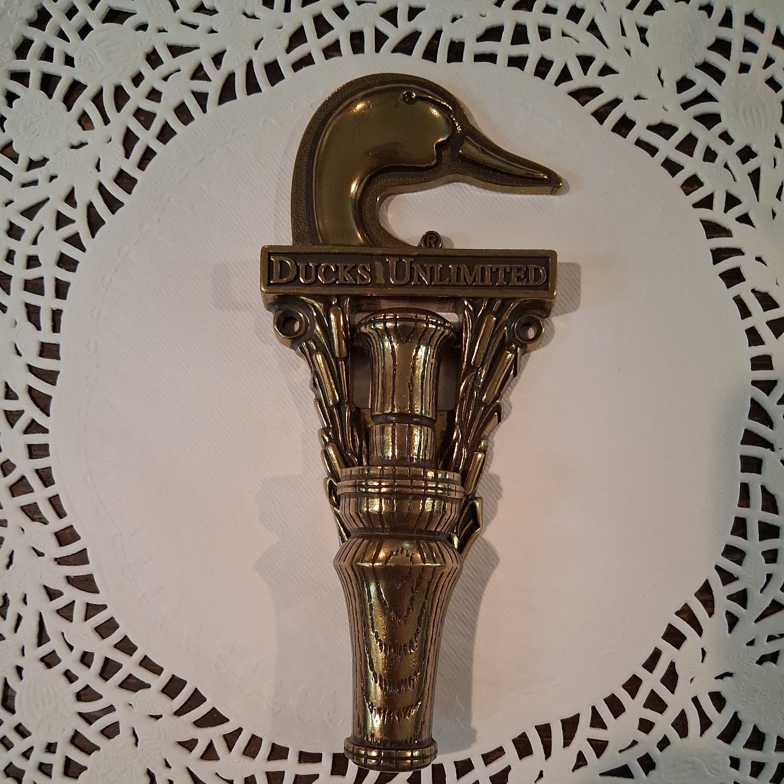 Vintage Ducks Unlimited Brass Mallard Duck Call Door Knocker NEW condition Vintage Ducks Unlimited Brass Mallard Duck Call Door Knocker NEW condition