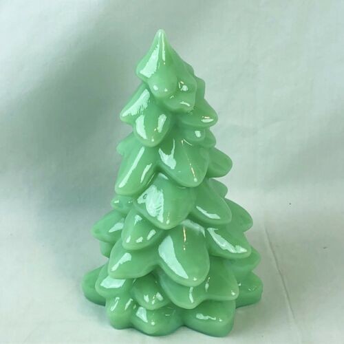 Mosser Glass USA Collectible Glass Christmas Tree Jadeite Green Large 8 inch Mosser Glass USA Collectible Glass Christmas Tree Jadeite Green Large 8 inch