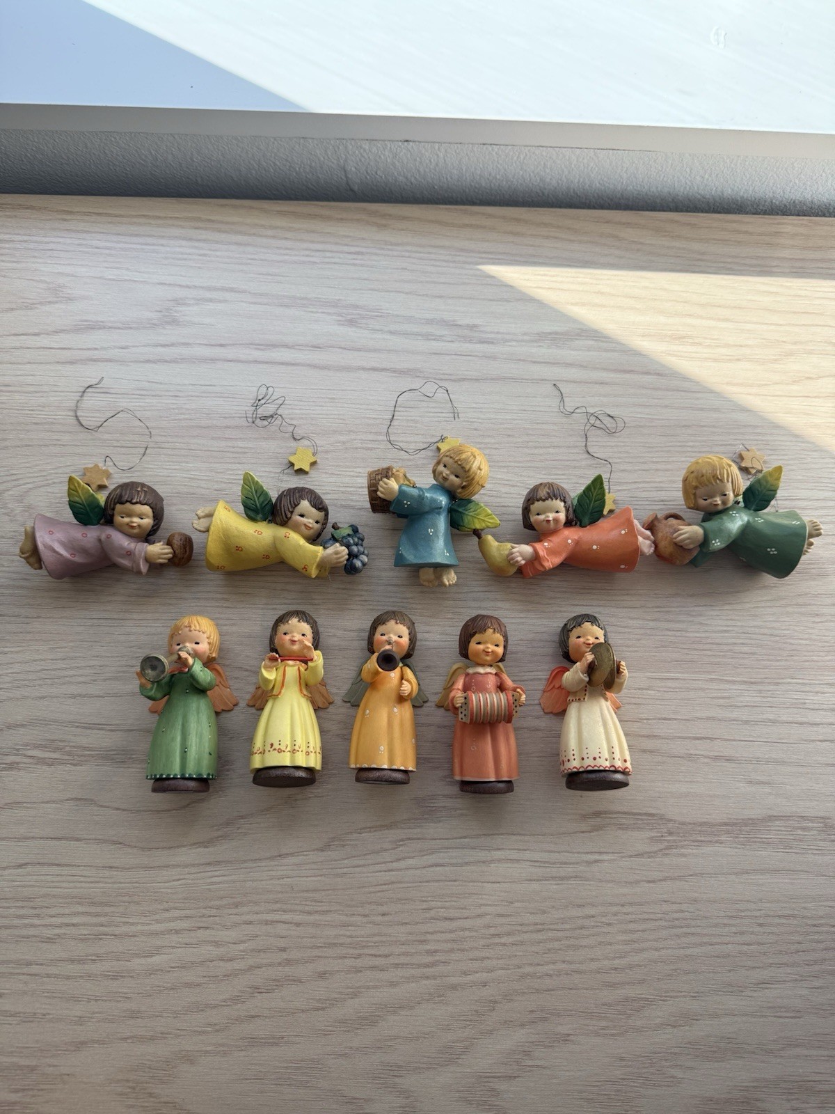 Vintage Anri Ferrandiz - Set of 5 Angel Ornaments & 5 Mini Angel Figurines