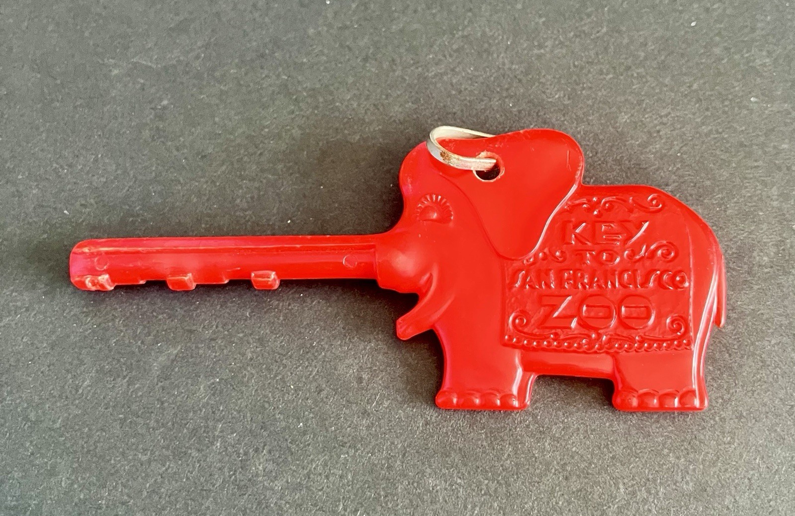 Vintage 1960s San Francisco Zoo Key Trunkey the Elephant Red with Ring Vintage 1960s San Francisco Zoo Key Trunkey the Elephant Red with Ring
