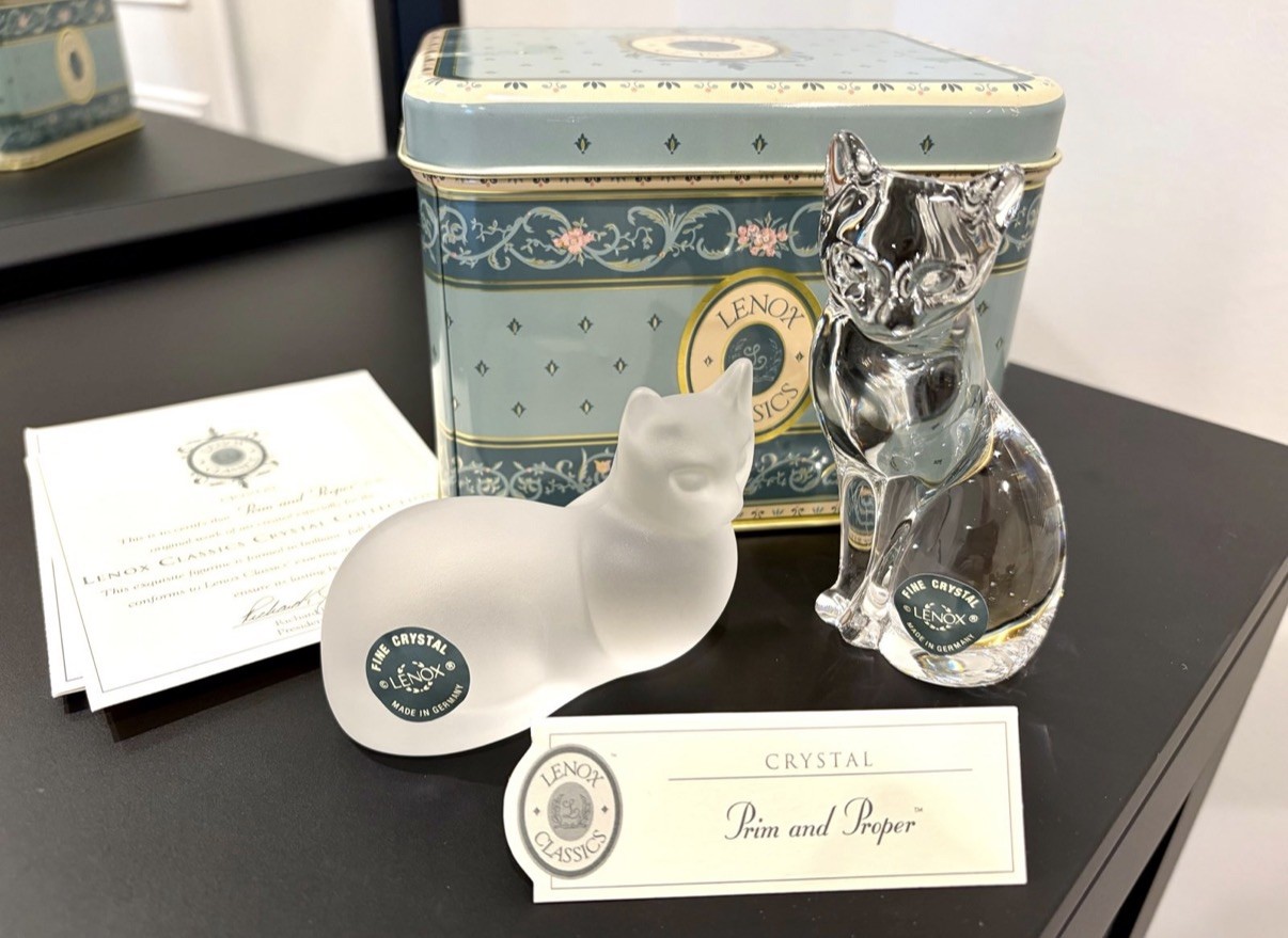 Lenox Classics crystal cat figurine set