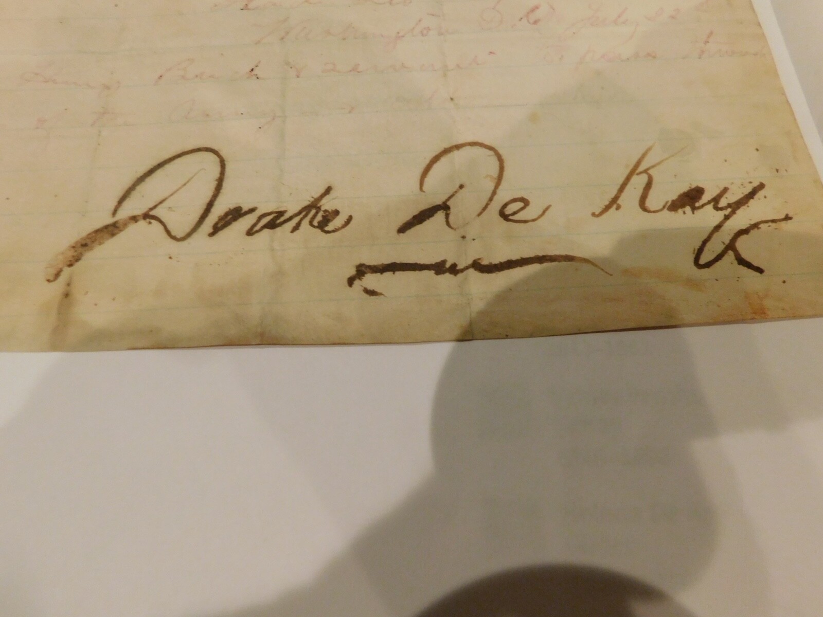 591 CIVIL WAR 1861 DRAKE DE KAY SGN PASS H BUSH OWNER AND SLAVE WASHINGTON