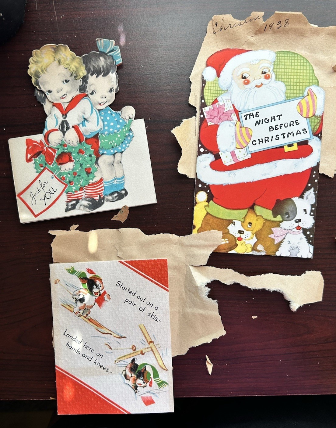 Three 1938, '39 Vintage Greeting Cards Gibson 1 Santa booklet Night Before... Three 1938, '39 Vintage Greeting Cards Gibson 1 Santa booklet Night Before...