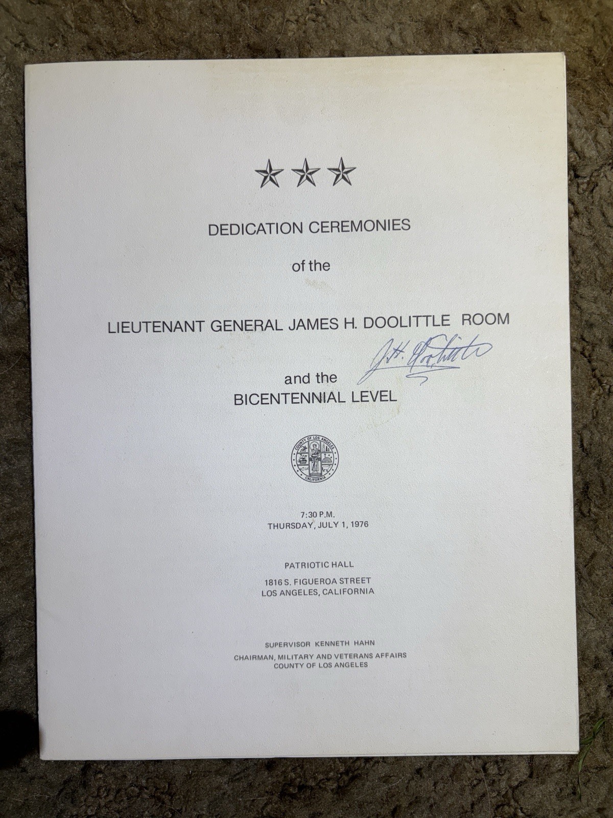 James H. Doolittle Signed 1976 Dedication + 1942 LA Times Tokyo Raid