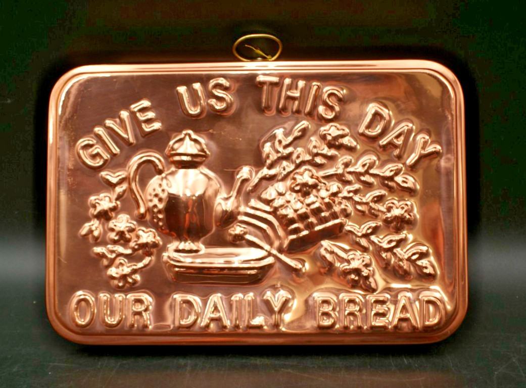 Vintage Copper Mold Give Us This Day Rectangular Wall Hanging. 10” New With Tag Vintage Copper Mold Give Us This Day Rectangular Wall Hanging. 10” New With Tag
