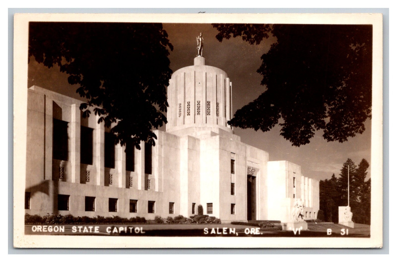 Oregon State Capitol Salem OR Architecture Vintage RPPC Real Photo Postcard