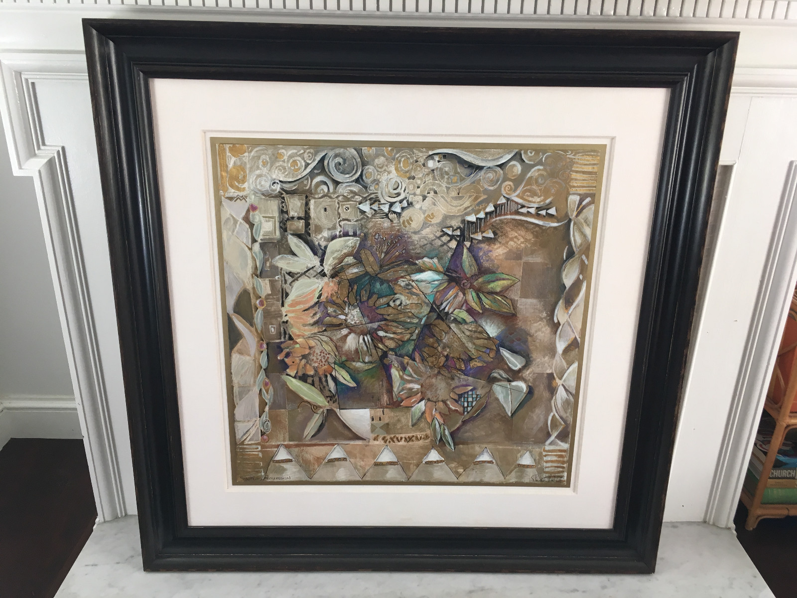 Vtg Huge Mid Century / Hollywood Regency Abstract Painting Artwork - Signed