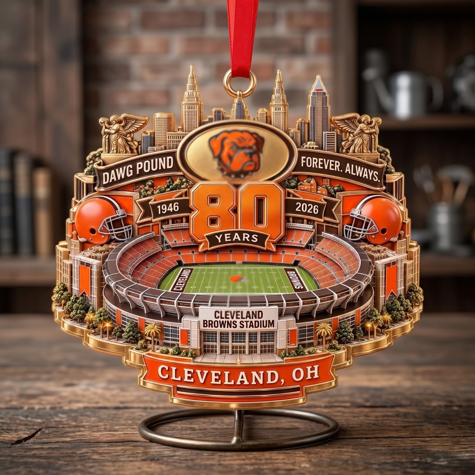 Cleveland Browns 80 Years Ornament 1946-2026 Stadium Fan Christmas Gift