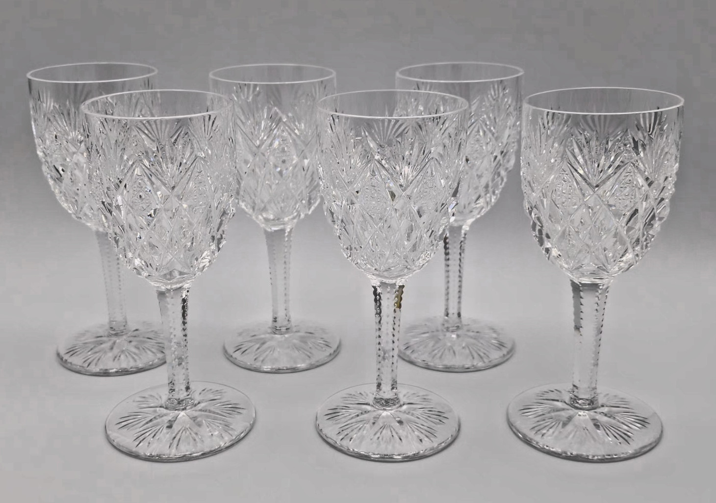 St Louis Florence Pattern Pineapple Wine Glasses 6 1/2\