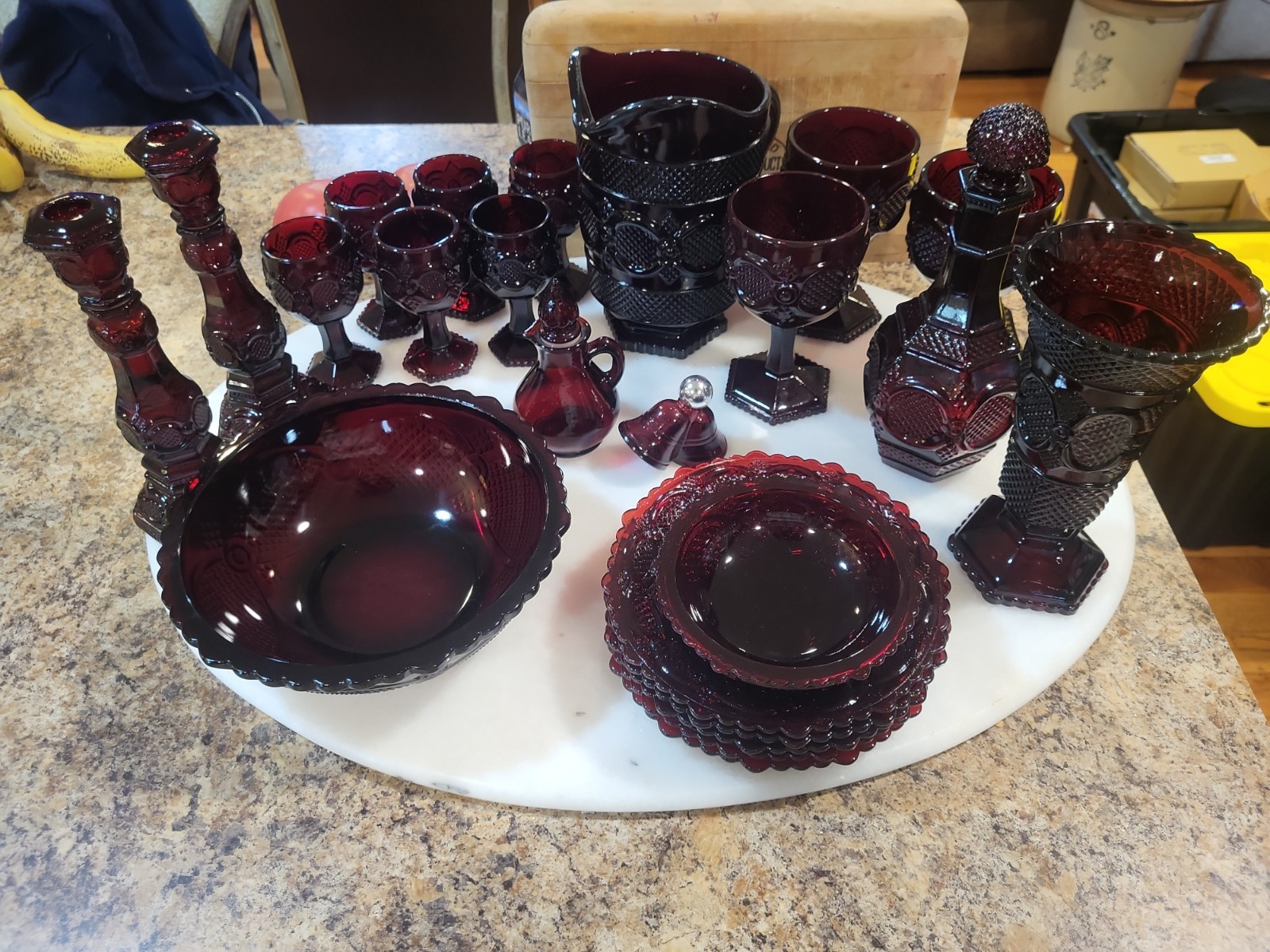 Avon 1876 Cape Cod Collection - 23 Piece Set, Vampire Red Glassware, No Damage Avon 1876 Cape Cod Collection - 23 Piece Set, Vampire Red Glassware, No Damage