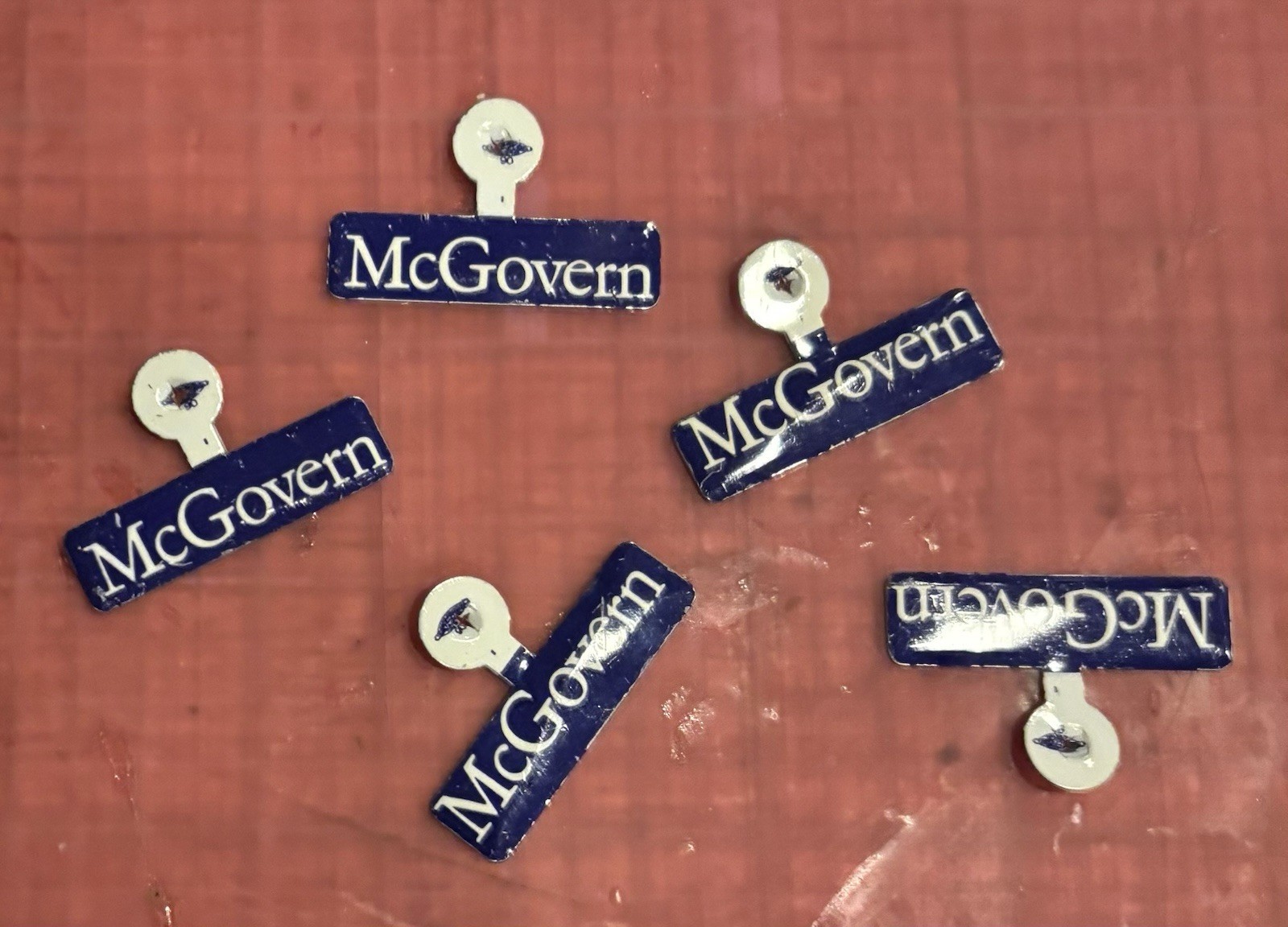 5 Vintage 1972 George McGovern President Campaign Fold Over Tab Pin Buttons