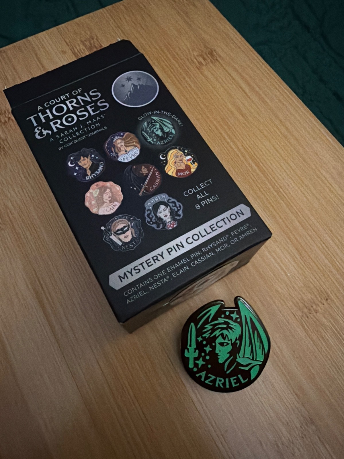 A Court of Thorns & Roses Mystery Pin, Azriel Glow in the Dark, New - Out of Box