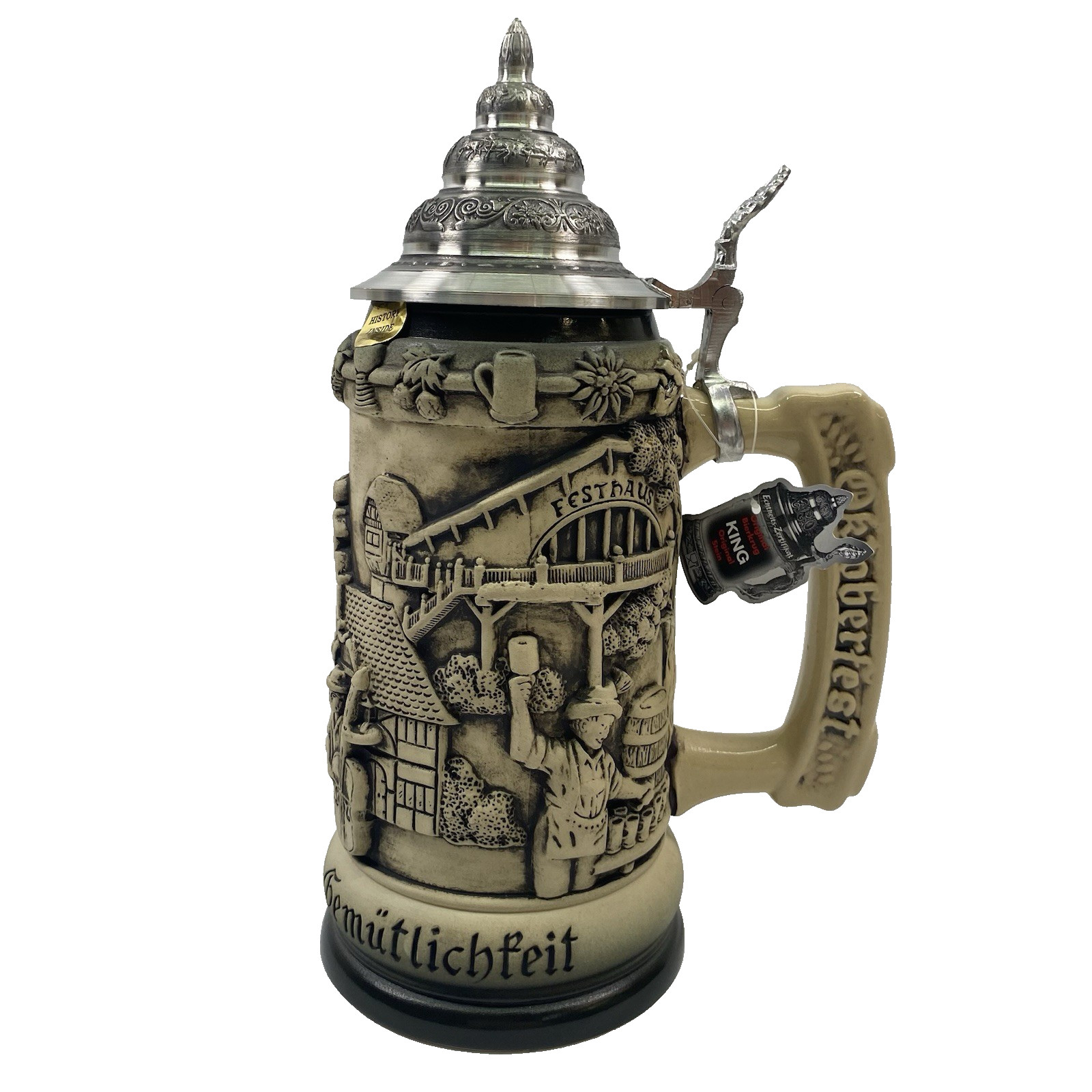 King Werk 200 Oktoberfest German Beer Stein 0.75L Lidded Handcrafted COA Germany King Werk 200 Oktoberfest German Beer Stein 0.75L Lidded Handcrafted COA Germany