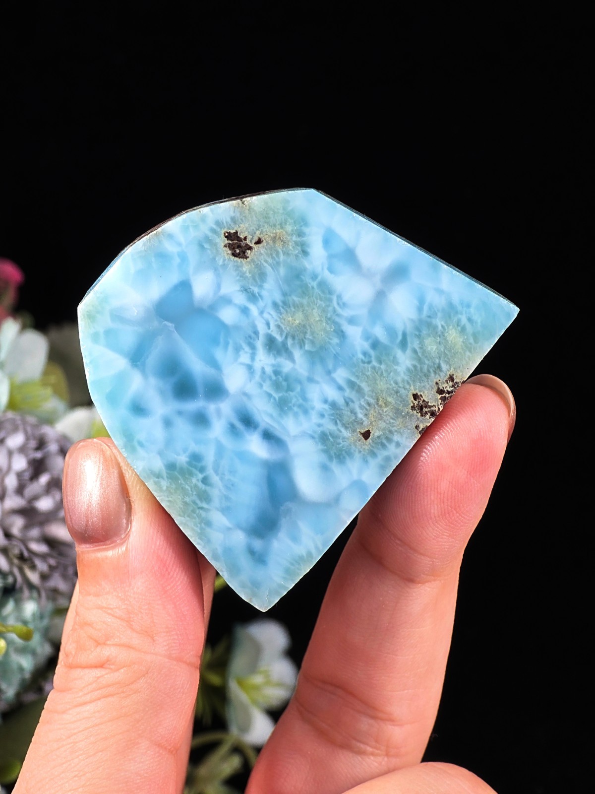 58G LARIMAR CRYSTAL SLAB ROUGH RAW NATURAL MINERAL SPECIMEM BLUE QUARTZ STONE