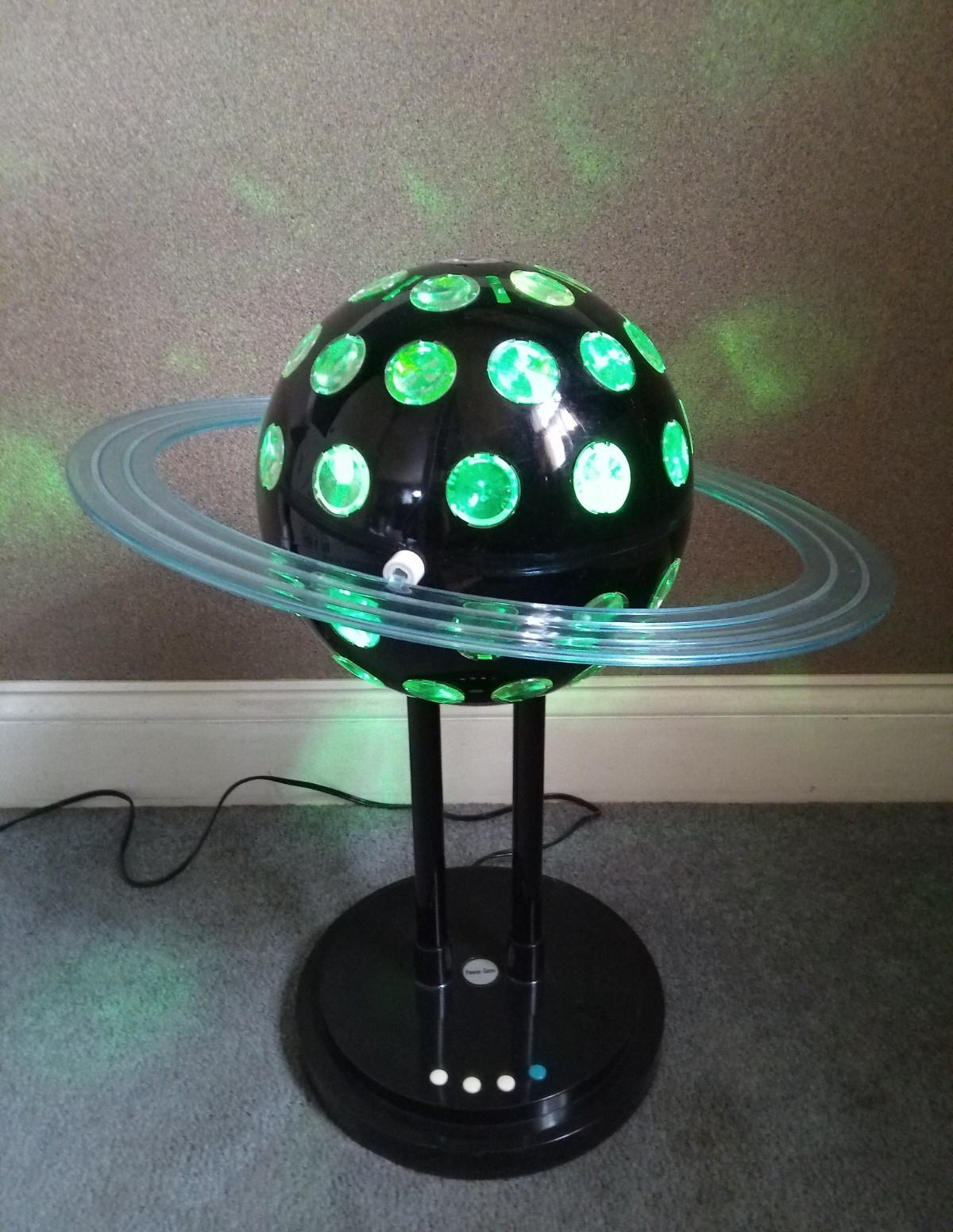 Rare Spencer's Power Gem Saturn Rotating Globe Disco Ball Party Light Lamp & Box
