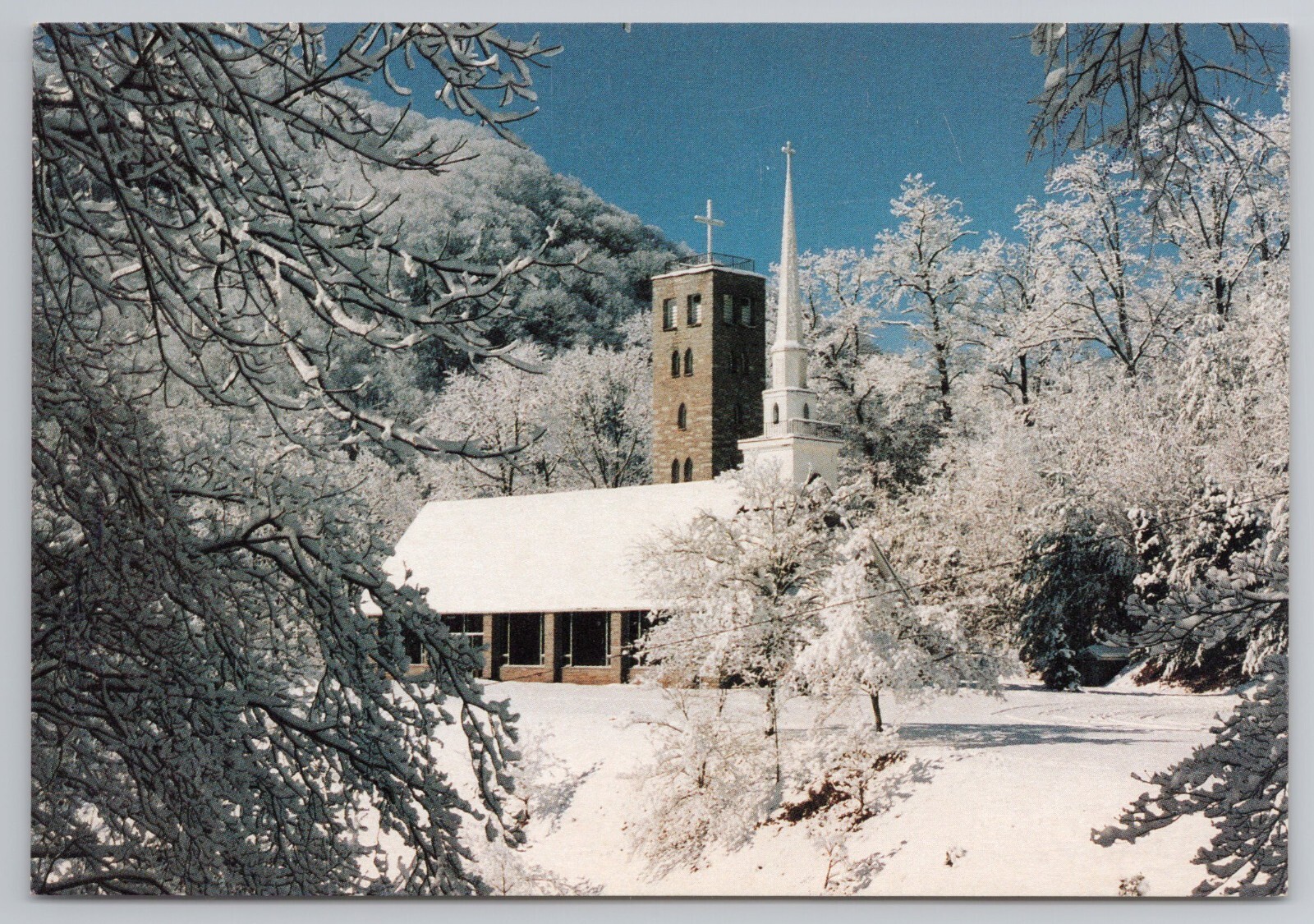 St. Margaret\'s Catholic Church in Maggie Valley NC in Winter c1960s Postcard St. Margaret\'s Catholic Church in Maggie Valley NC in Winter c1960s Postcard