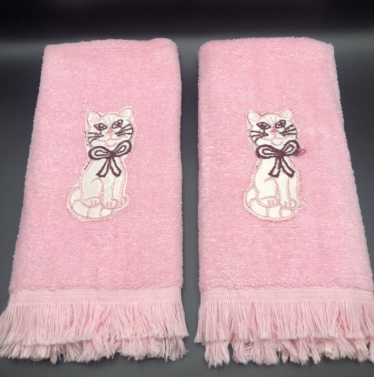 2 Vtg St Mary’s Pink Face Hand Towels Embroidered Cat Kitten Terrycloth Unused 2 Vtg St Mary’s Pink Face Hand Towels Embroidered Cat Kitten Terrycloth Unused