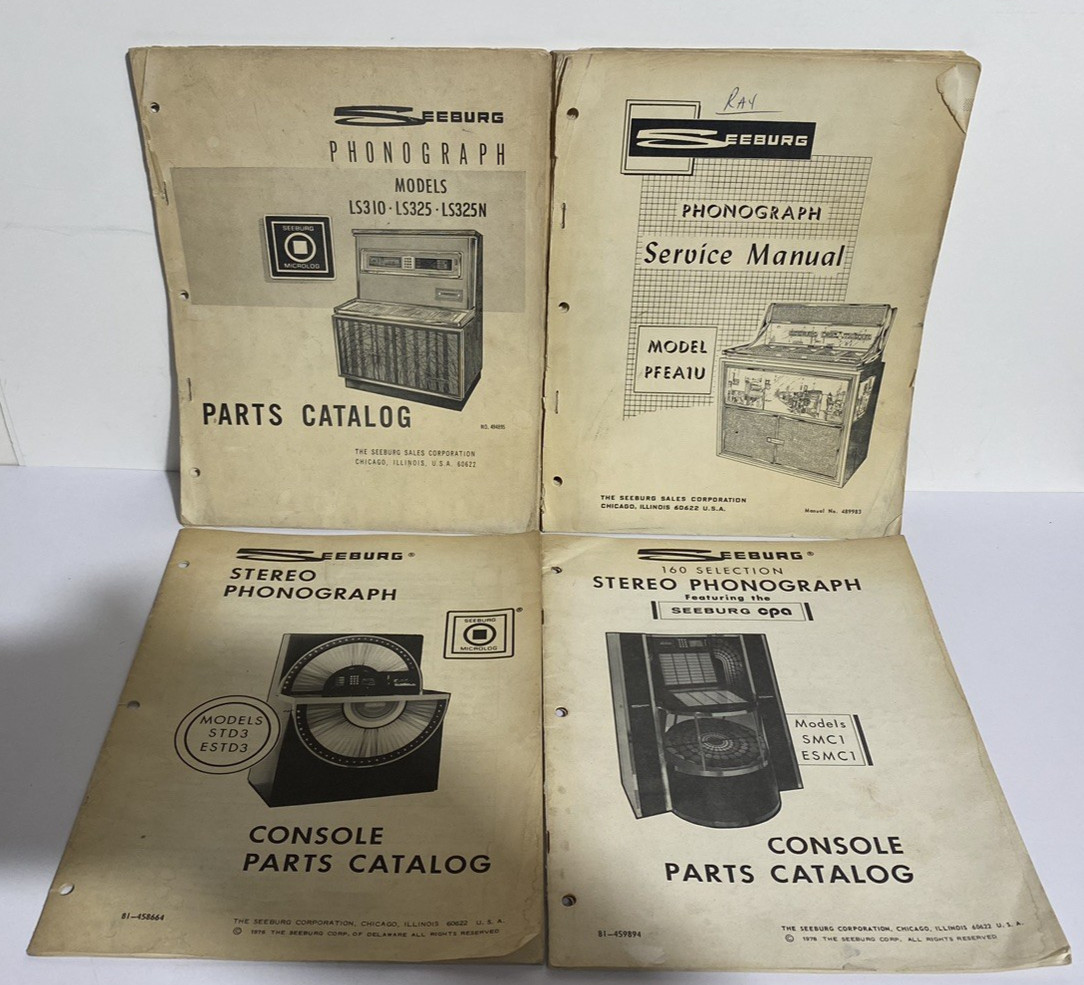 Lot of 4 Vintage Seeburg Jukebox Service Manual Catalogs SMC1 PFEA1U STD3 More Lot of 4 Vintage Seeburg Jukebox Service Manual Catalogs SMC1 PFEA1U STD3 More