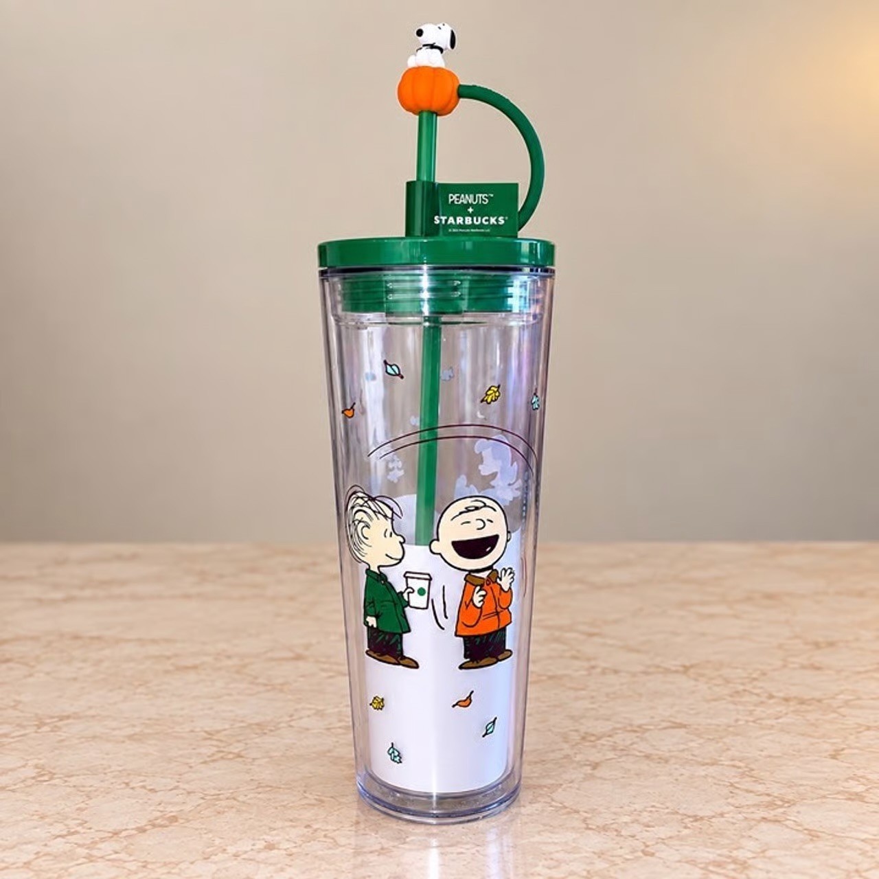 Peanuts x Starbucks Charlie Brown & Linus Cold Cup with Pumpkin Topper – 24
