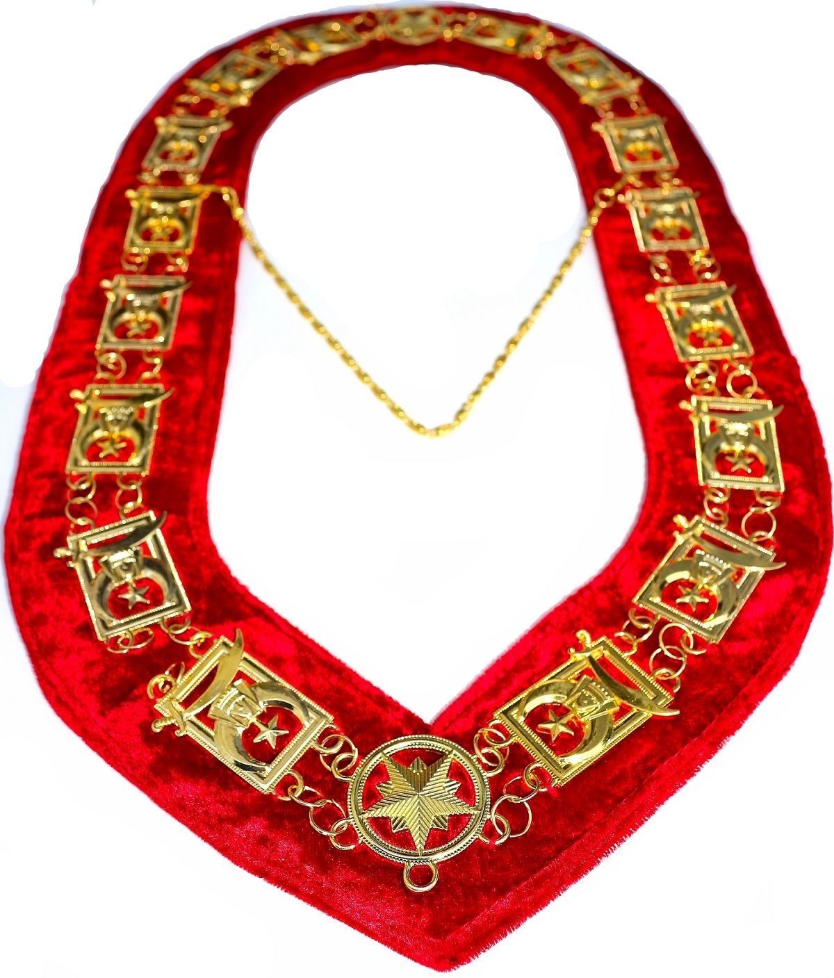 REGALIA MASONIC Shriner's Dress GOLD METAL CHAIN COLLAR RED VELVET DMR-600GR