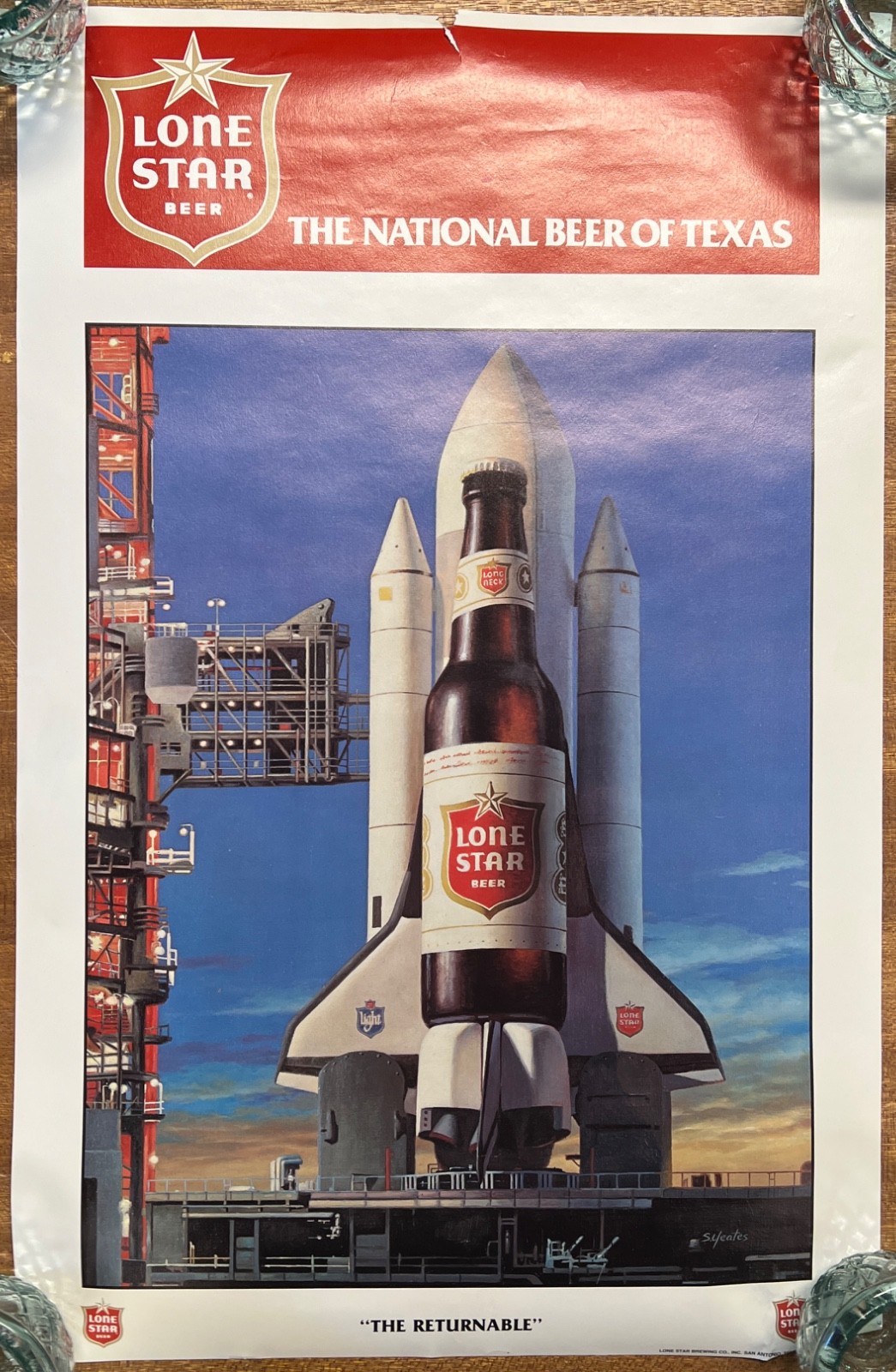 Lone Star Beer  Space Shuttle The Returnable:  vintage advertising poster 18x28