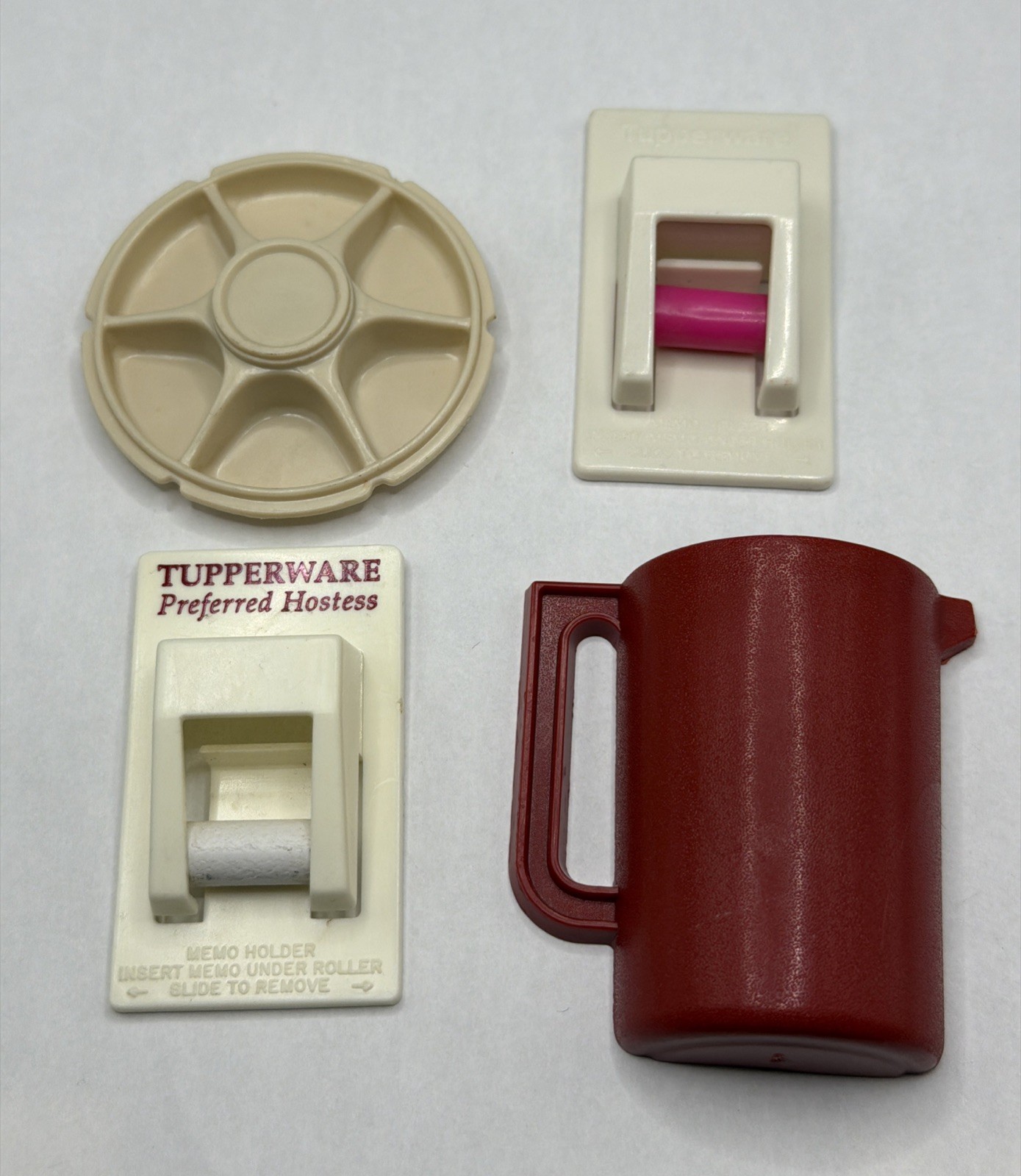 LOT (4) Vintage Mini Tupperware 2” 3” Magnets Fridge Decor Pitcher Magnet