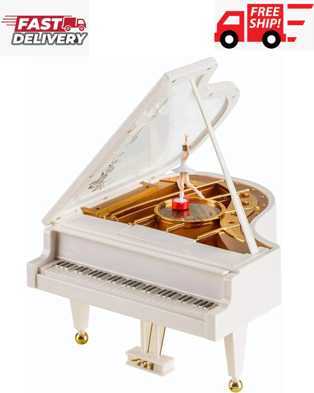 Hvogvok Ballerina Music Box，Piano Box for Women Girls White...
