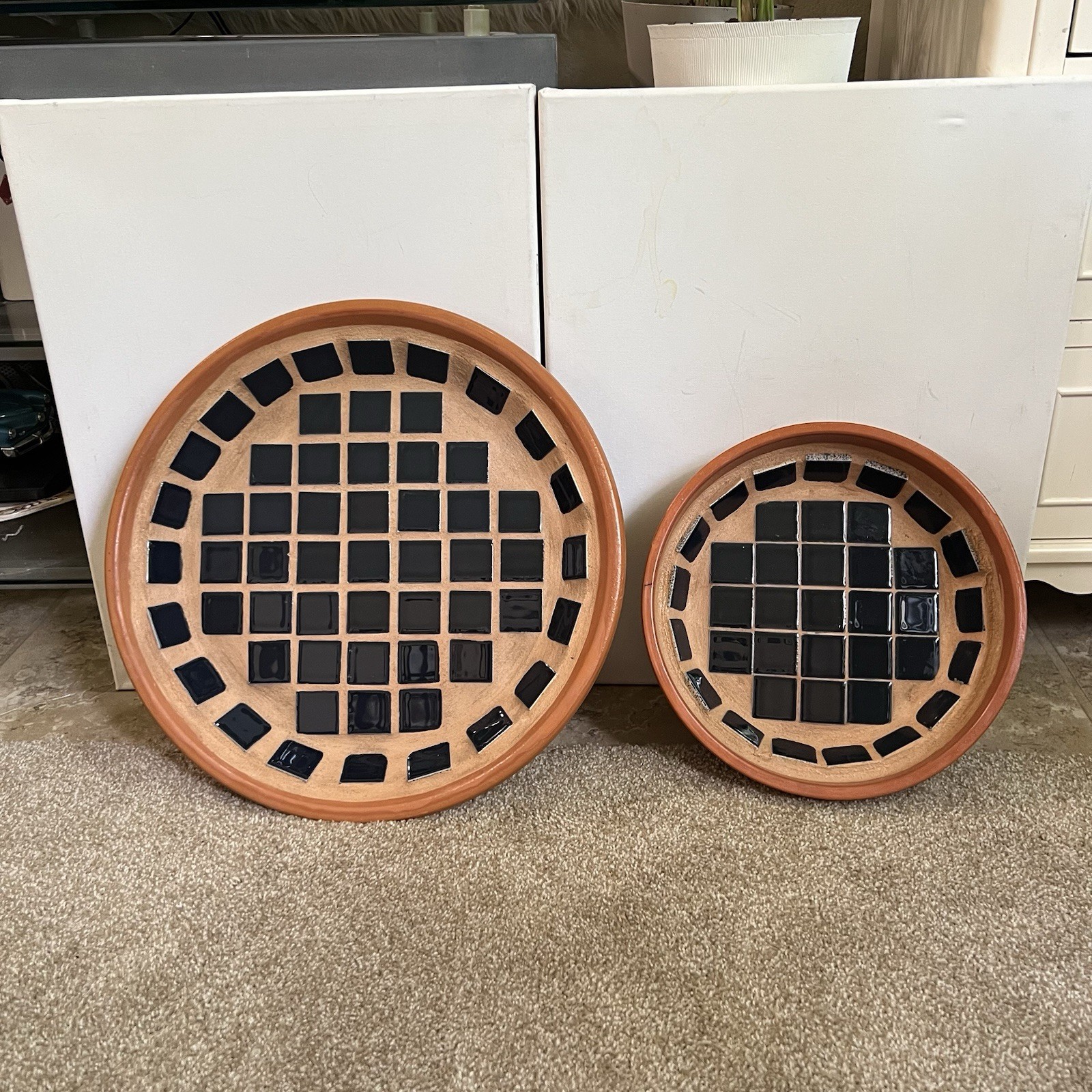 Vintage Italy Terracotta Tray & Bowl Bundle Mosaic Vaserie Trevigiane Art