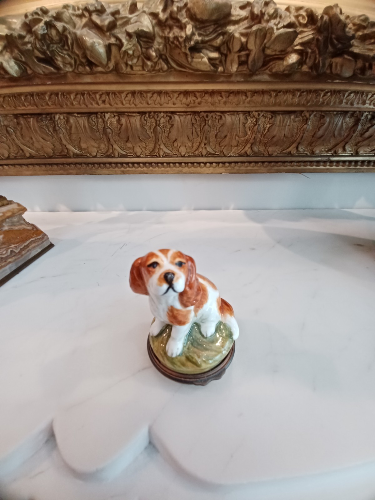 HD London Vintage Cavalier King Charles Spaniel Dog Trinket Box 2.75 inches tall