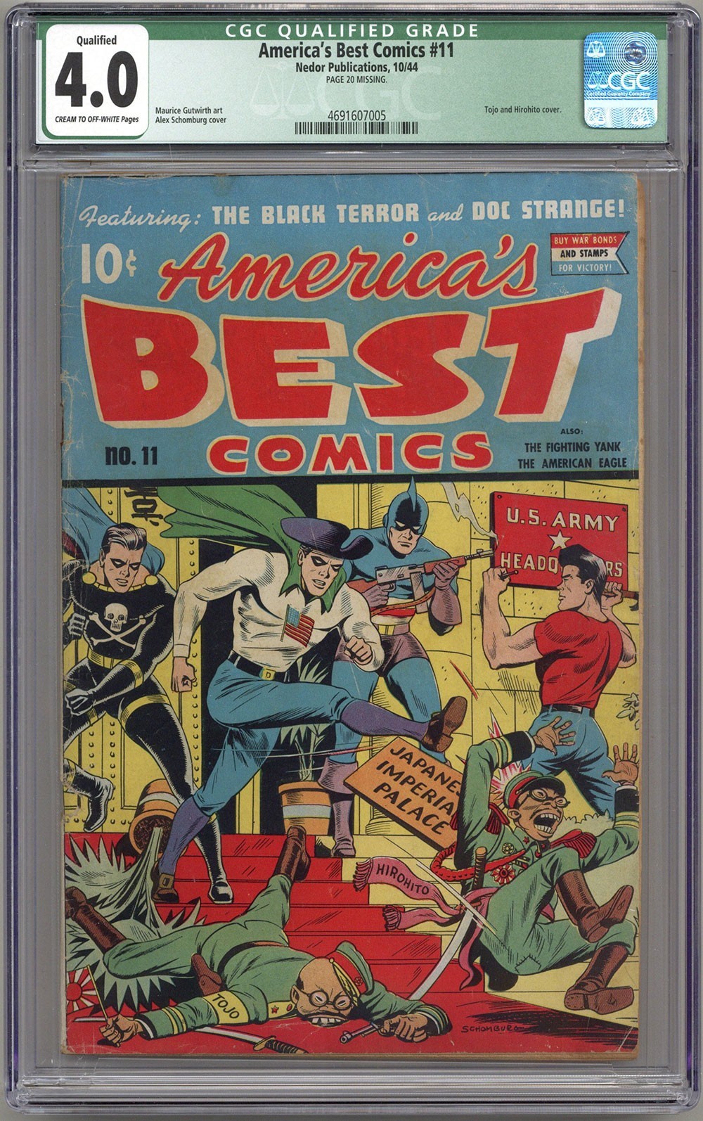 AMERICA\'S BEST COMICS #11 CGC 4.0 QUALIFIED CREAM TO O/W PAGES NEDOR 1944