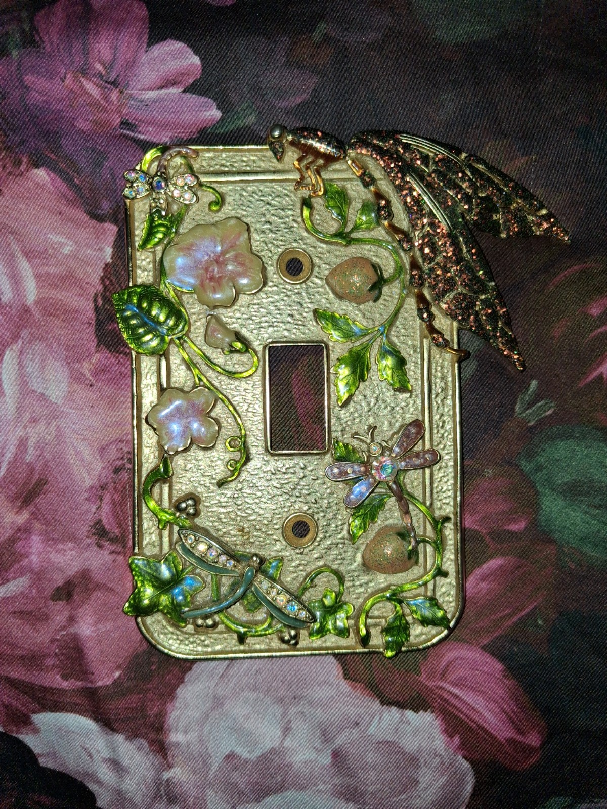 Kirks Folly 3D enameled metal dragonfly plate cover Enchanting Home Collection.