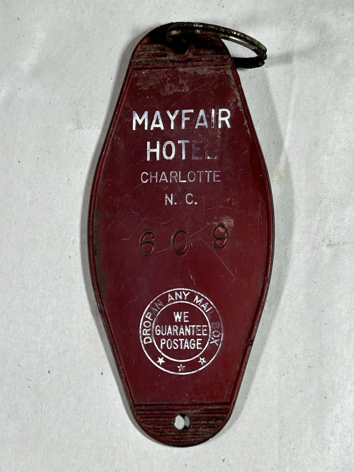 Vintage Mayfair Hotel Charlotte NC North Carolina Key Fob Collectible 609
